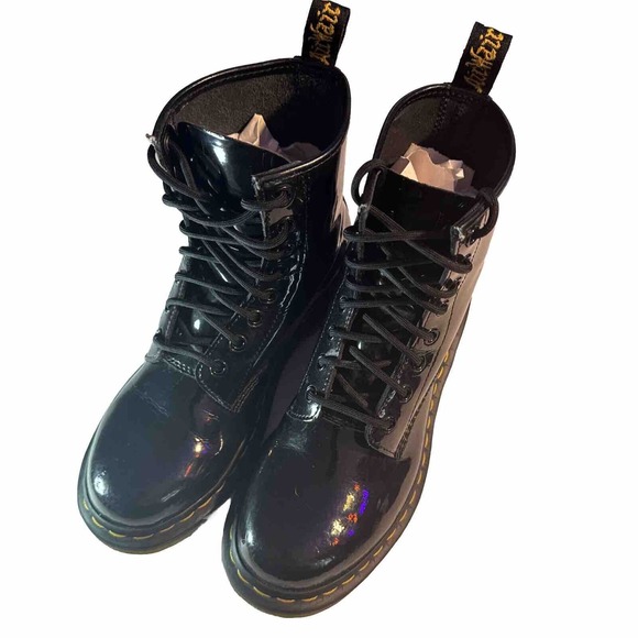 Dr Martens Grunge Y2K Patent Leather‎ Combat Boots US Womens 8 UK 6 EUC - Picture 1 of 9